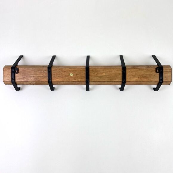 Kate and Laurel Rossmore Farmhouse 5-Hook Wall Hanging Coat Rack Natural Rustic - Picture 6 of 10